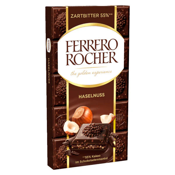 Ferrero Rocher Dark 55% Hazelnut Cocoa in Chocolate, 90g