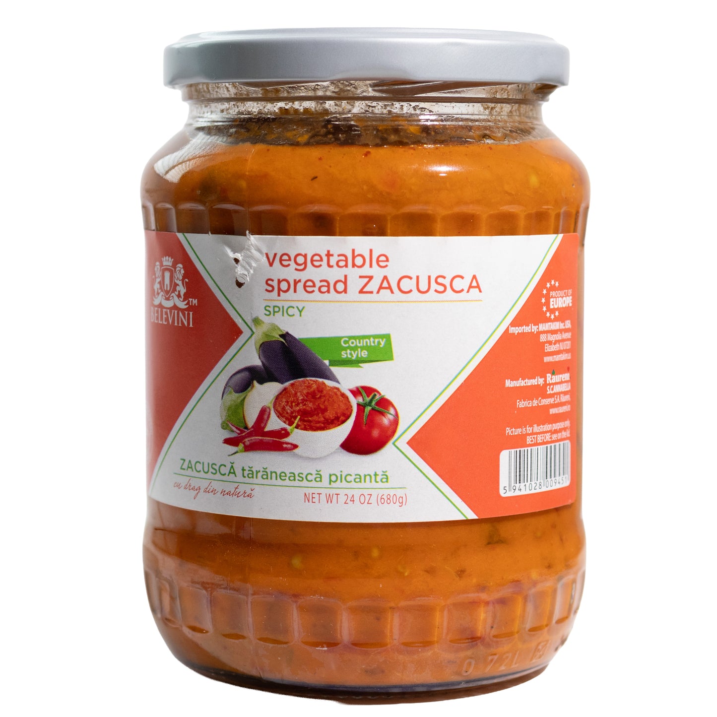 Belevini Vegetable Spread Zacusca Spicy, 24oz