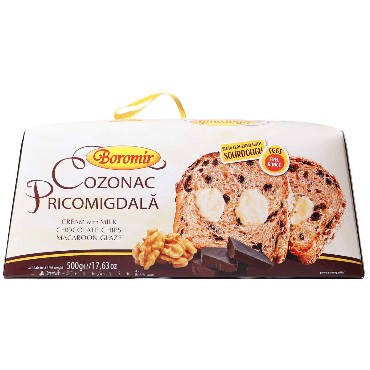 Boromir Cozonac Pricomigdala with Chocolate Chips & Milk Cream, 17.63oz