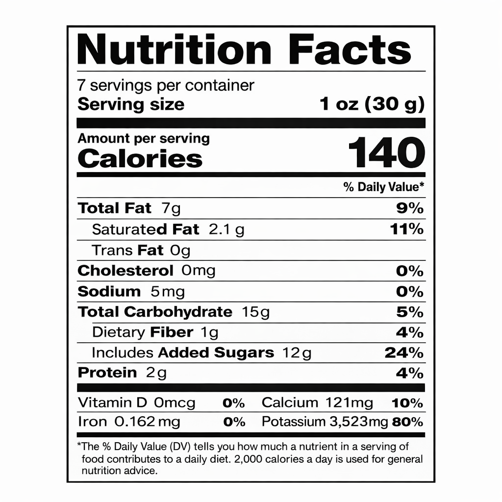 Bucuria DoReMi peanut & honey chocolate glazed sweets, 7.05 oz — nutrition facts label (serving size 1 oz / 30 g)