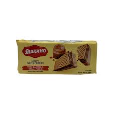 Yashkino Crispy Wafer Cookies Caramel & Cream Filling, 10.58oz