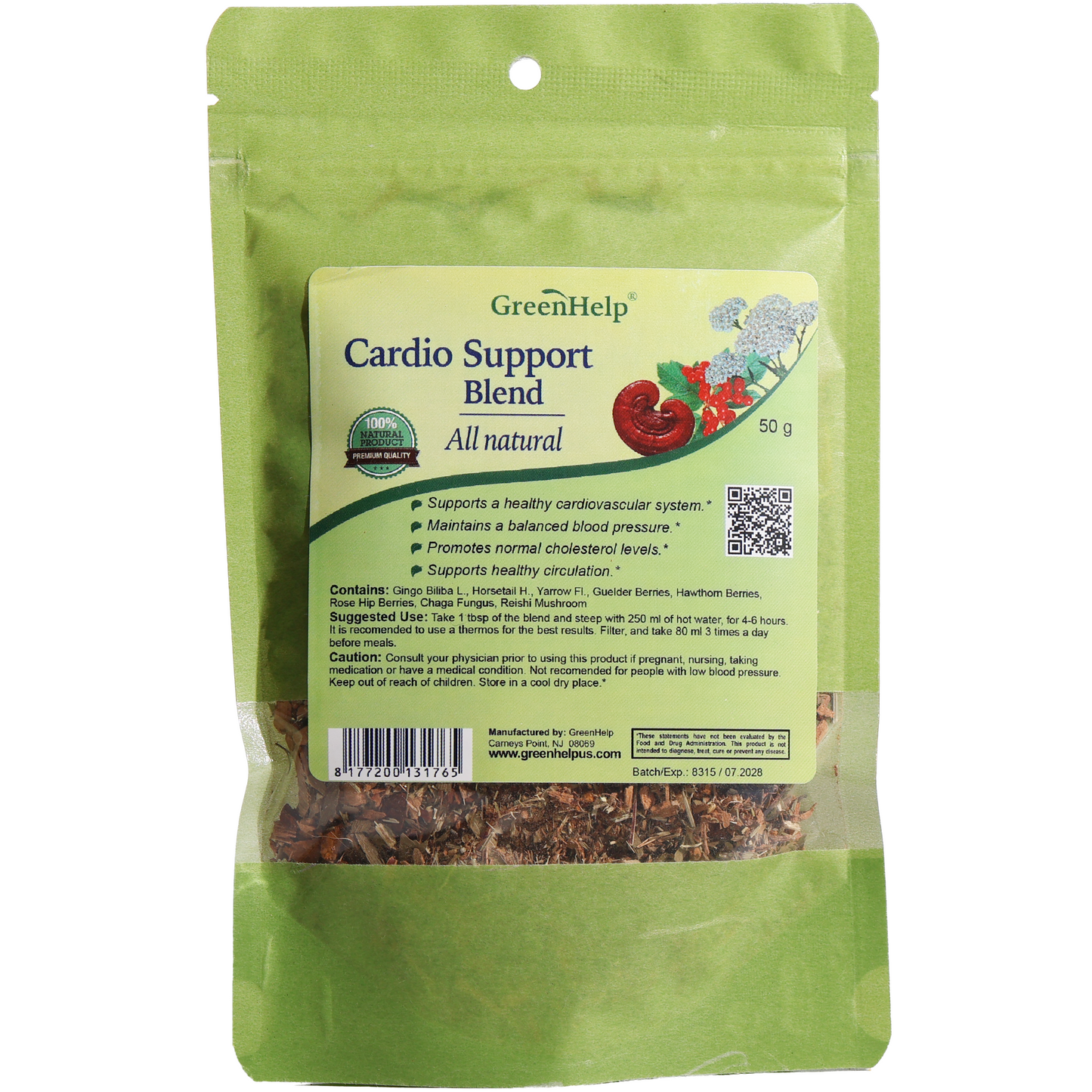 GreenHelp Cardio Support Blend Herbal Tea, 1.8oz