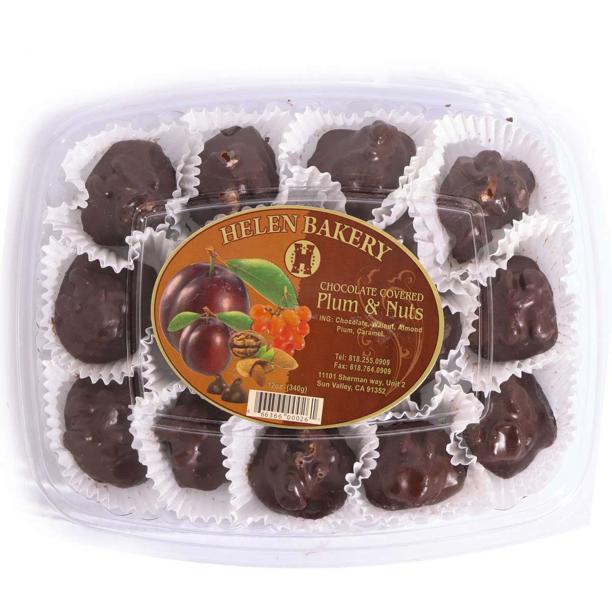 Helen Bakery Chocolate Covered Plum & Nuts, 12oz