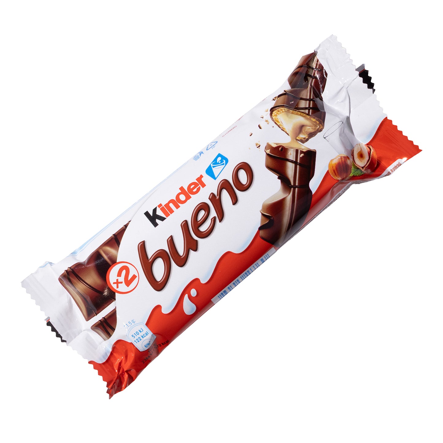 Kinder Bueno 2-Bar Pack Wafer Bars with Hazelnut Filling, 1.52oz