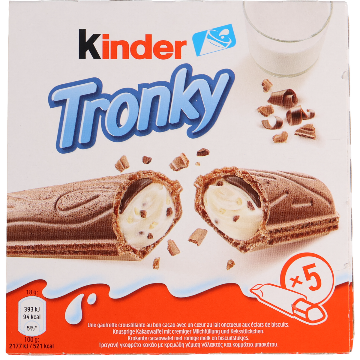 Kinder Tronky Cocoa Wafer Bars with Milk & Biscuit Filling, 3.17oz