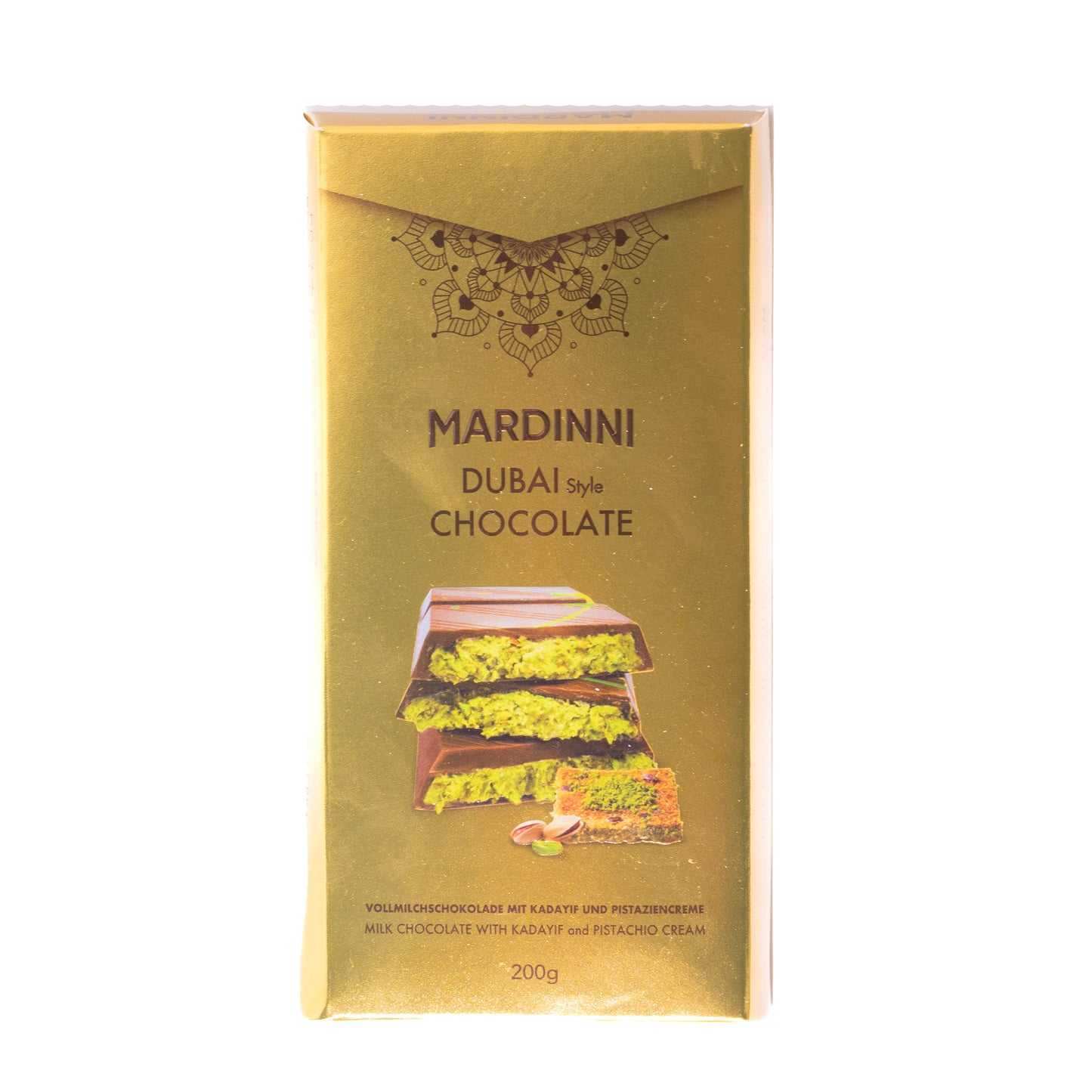 Mardinni Dubai Style Pistachio Kadayif Milk Chocolate Bar, 7.05oz
