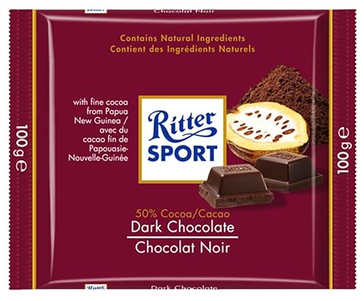 Ritter Sport 50% Cacao Dark Chocolate Bar, 3.5oz