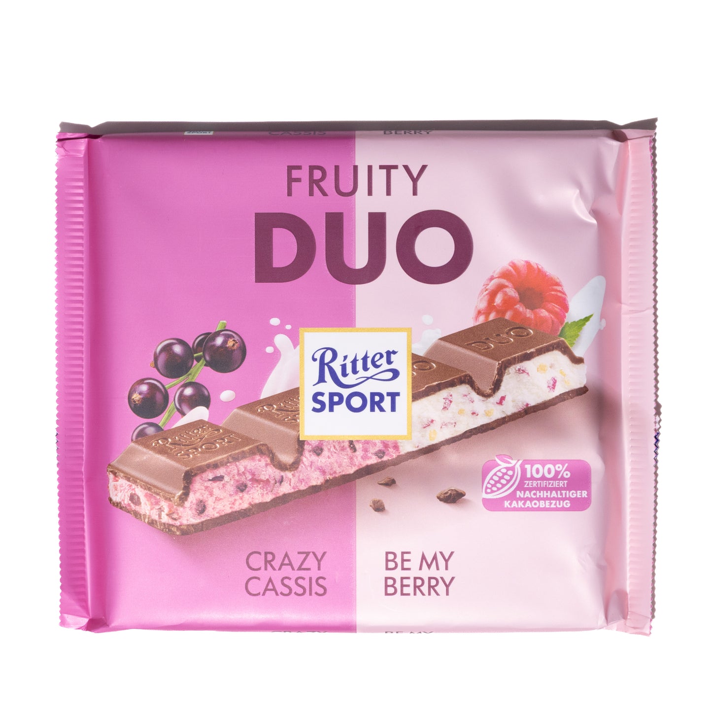 Ritter Sport Fruity Duo Crazy Cassis & Be My Berry Milk Chocolate Bar, 7.7oz