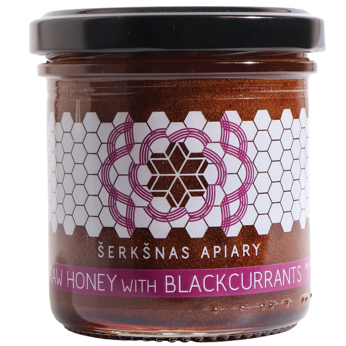 Šerkšnas Apiary Raw Honey with Blackcurrants, 7.05oz