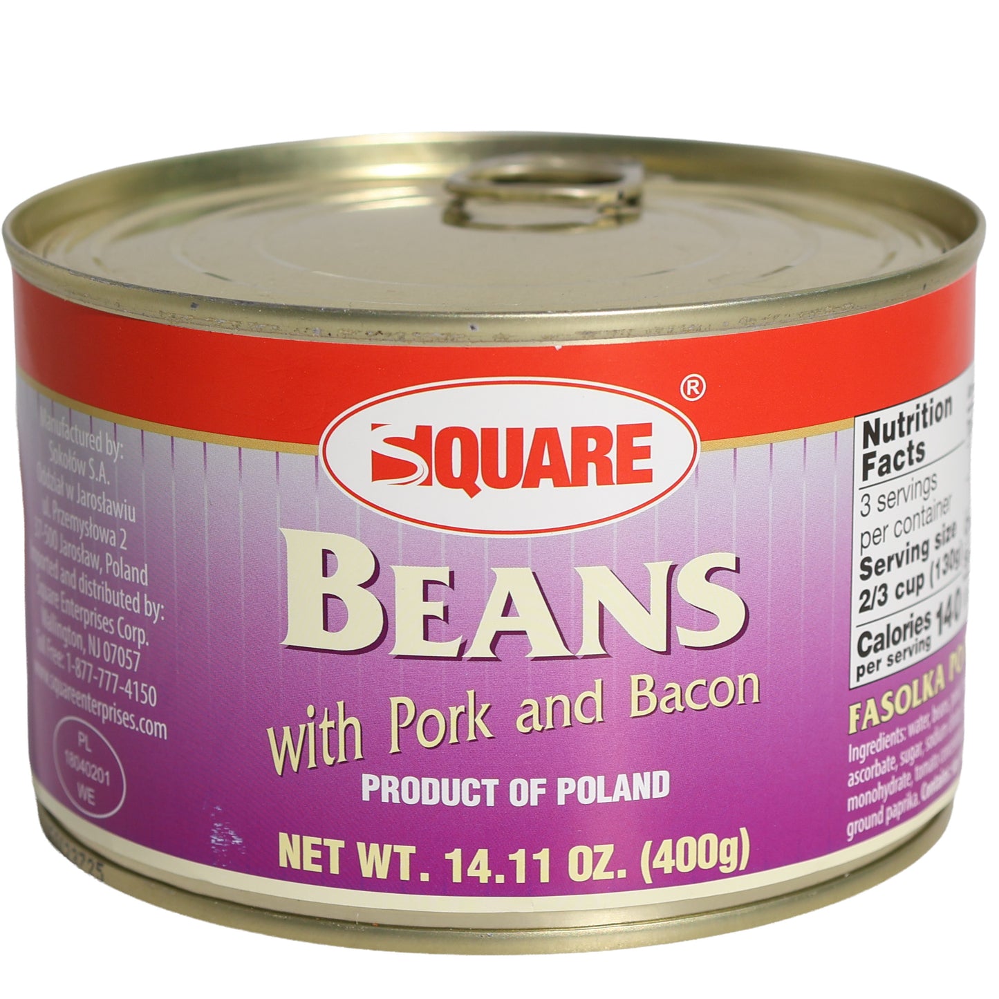 Square Beans with Pork and Bacon, 14.11oz