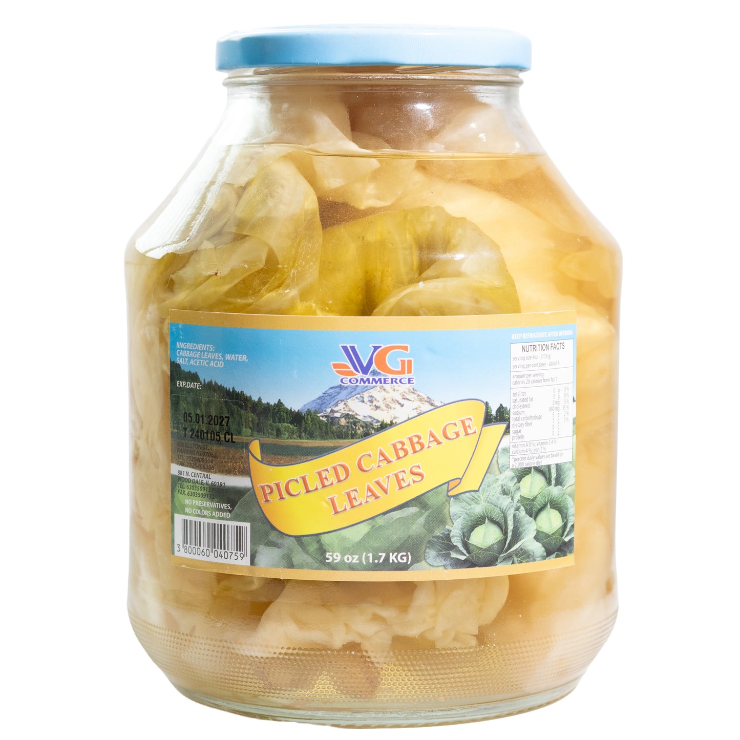 VG Commerce Pickled Cabbage Leaves, 59oz