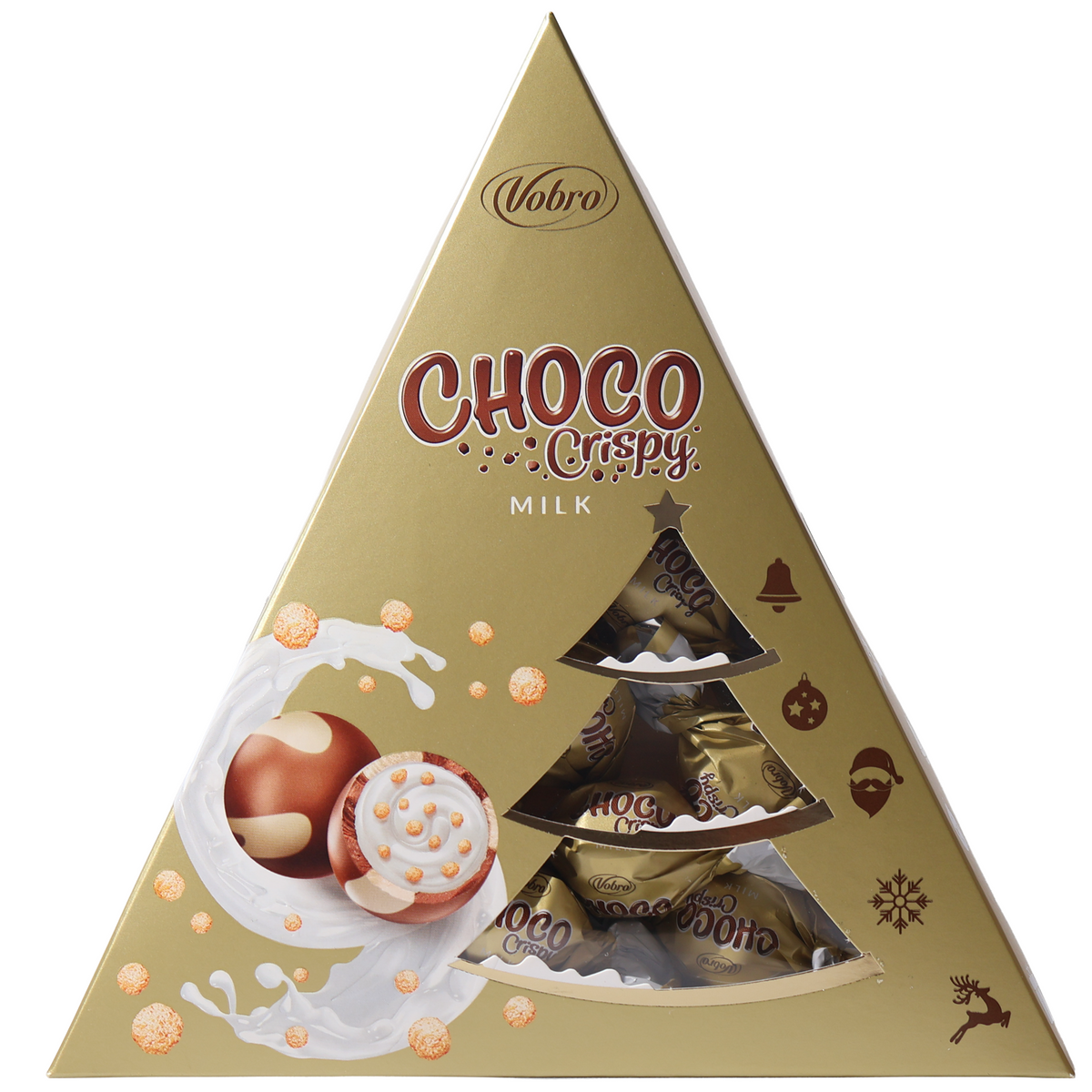 Vobro Choco Crispy Milk Christmas Pralines, 3.95oz