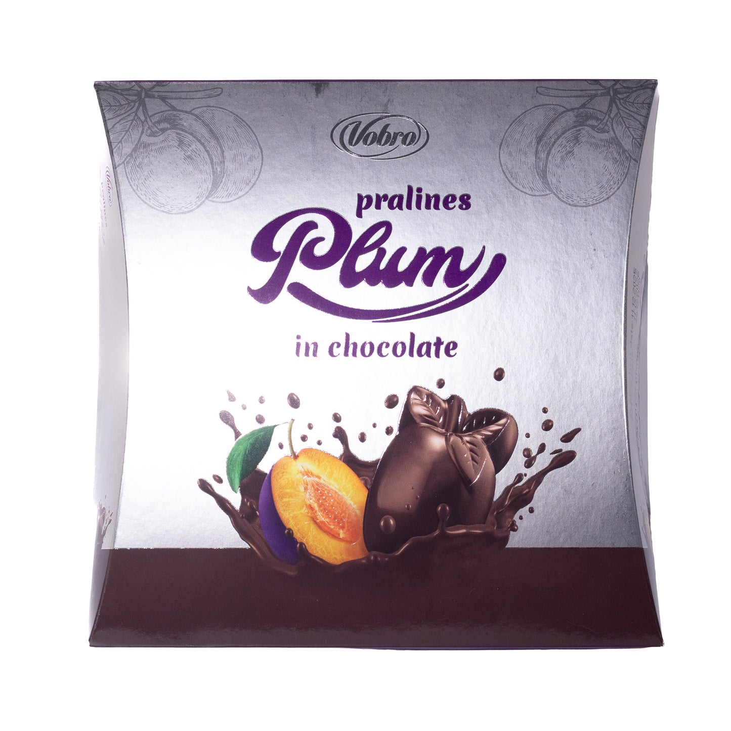 Vobro Plum Pralines in Chocolate, 6.77oz