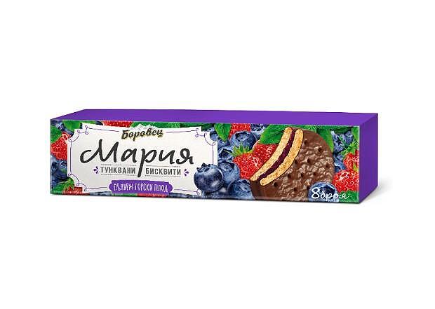 Borovets Biscuits w/ Wild Berries Filling & Cocoa Coating, 200g
