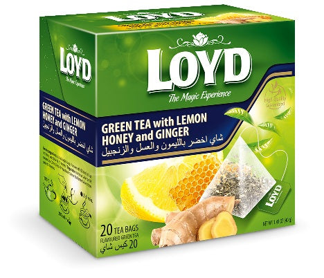 box of Loyd Lemon Honey and Ginger Green Tea, 20TB