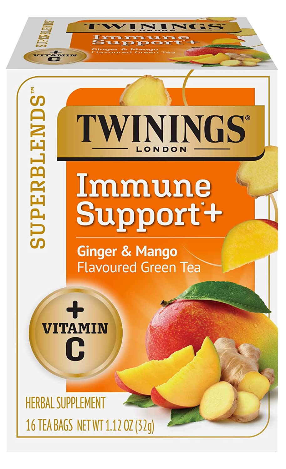 box of Twinings Ginger & Mango Green Tea, 16TB
