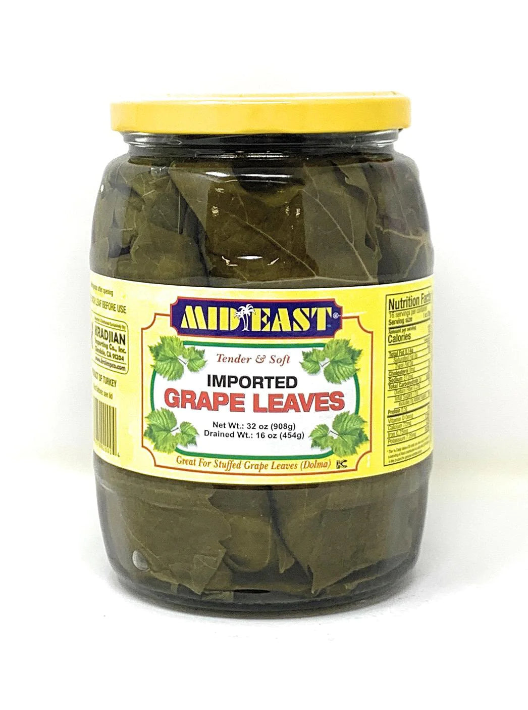 jar of Mid East Imported Grape Leaves, 453g