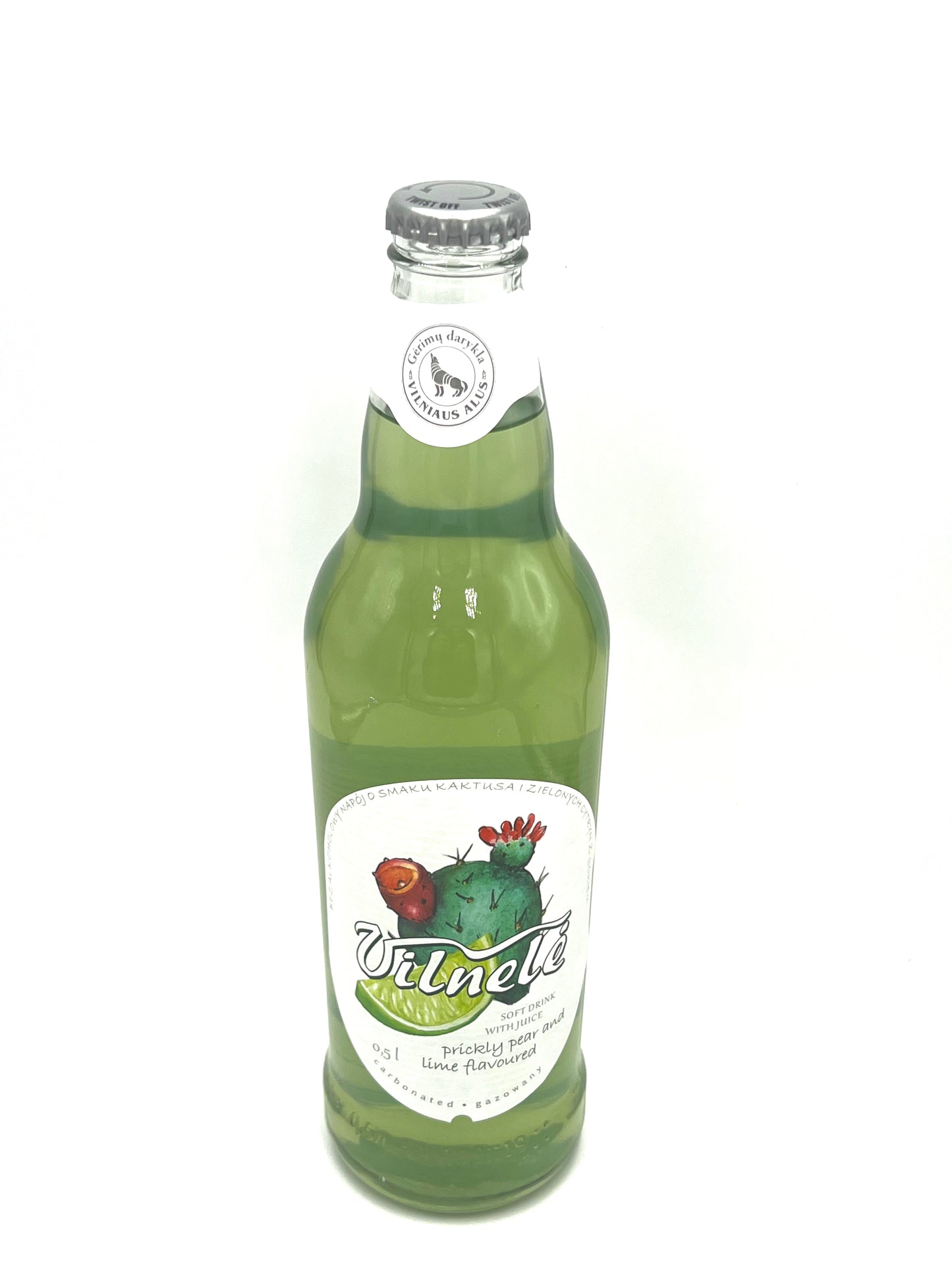 bottle of Vilnele Prickly Pear & Lime Flavoured Soft Drink w/ Juice, 0.5L