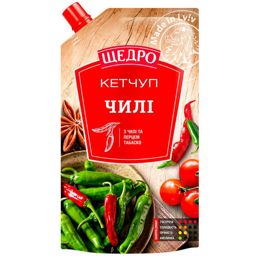 pack of Schedro Chili Ketchup w/ Hot Chili Peppers, 250g
