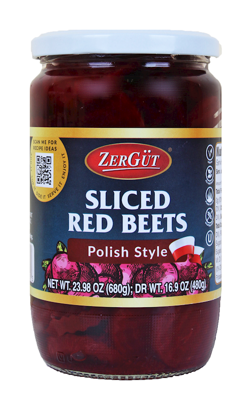 jar of Zergut Polish Style Sliced Red Beets, 480g