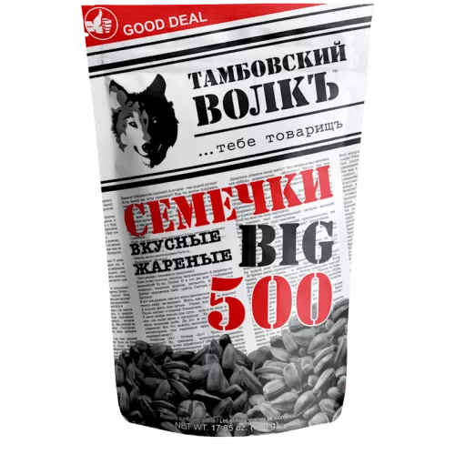 pack of Tambover Wolf BIG 500 Roasted Sunflower Seeds, 500g