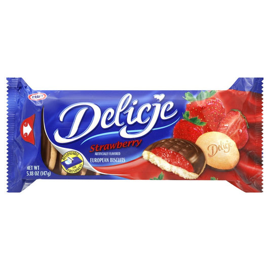pack of Delicje Strawberry Jelly Biscuits, 147g