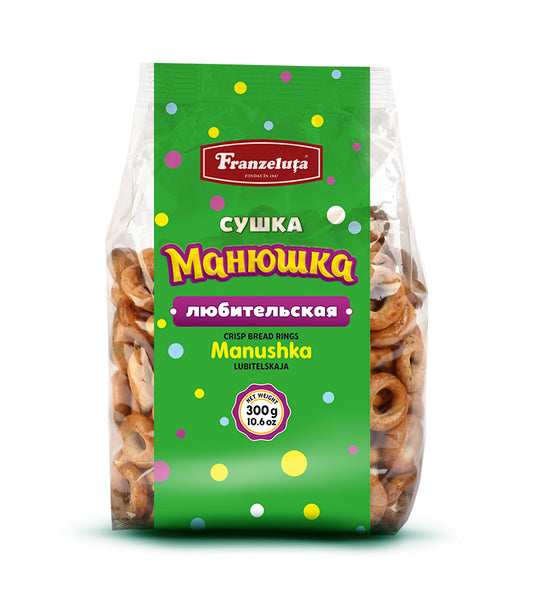 pack of Crisp Bread Rings "Manushka" Lubitelskaja, 300g