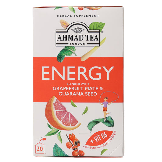 Ahmad Tea Energy Grapefruit, Mate & Guarana Herbal Infusion, 20 Tea Bags