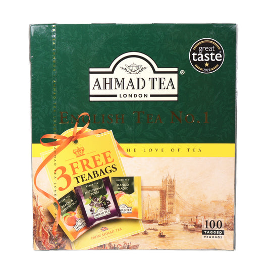 Ahmad Tea English Tea No. 1 Tagged Black Tea Bags 100 Count + 3 Bonus Bags