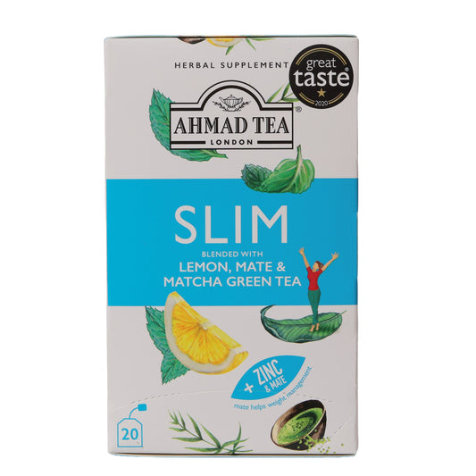 Ahmad Tea London Minceur Slim Lemon Mate Matcha Herbal Tea Bags, 20 Tea Bags