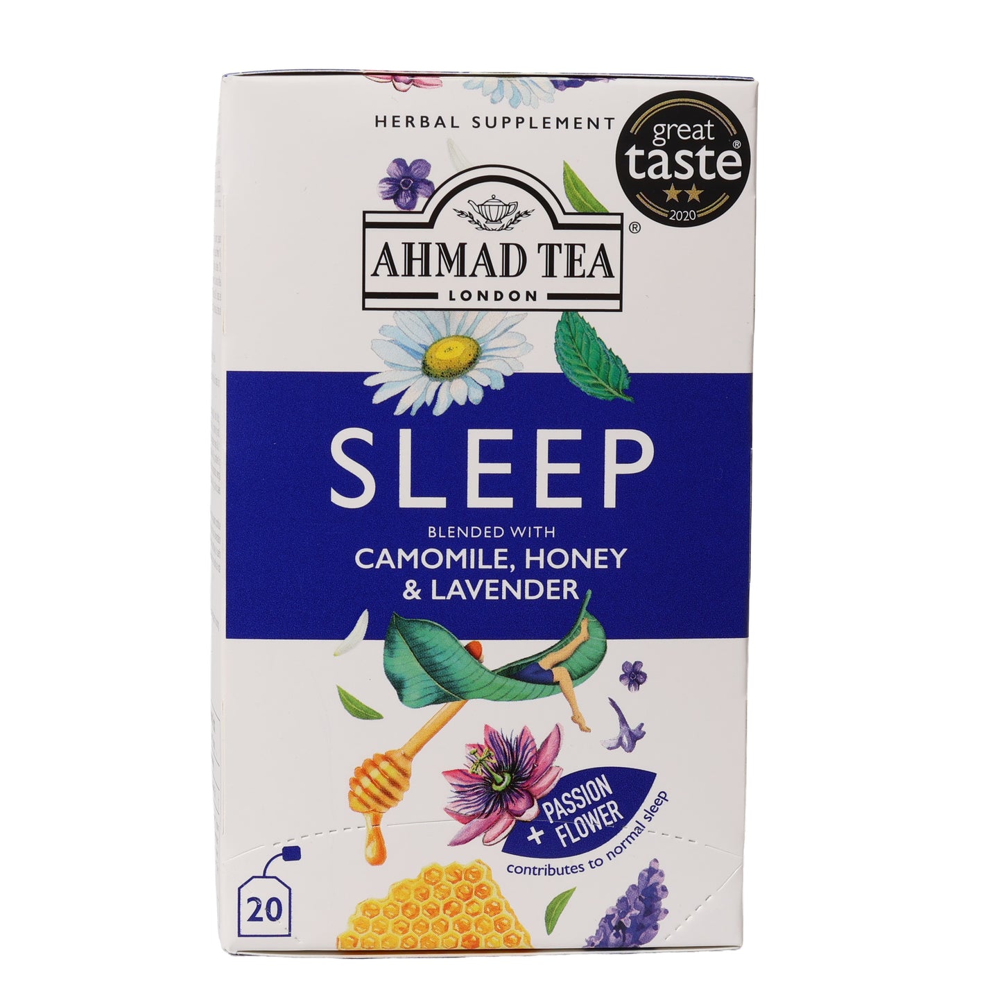 Ahmad Tea Sleep Chamomile, Honey & Lavender Herbal Infusion, 20 Tea Bags