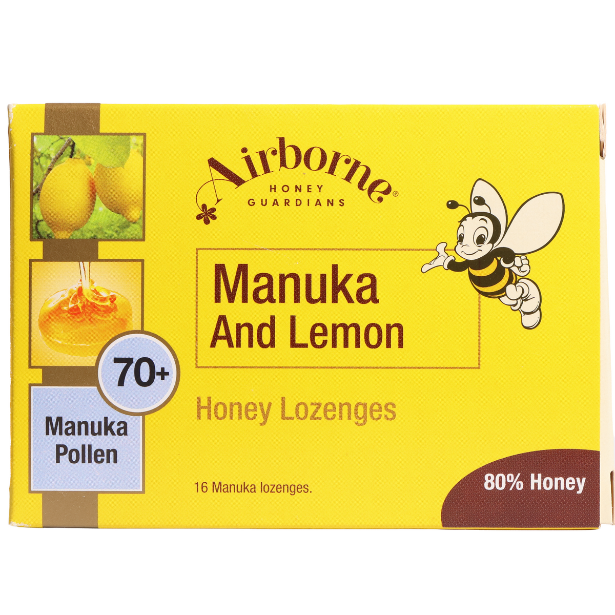 Airborne Manuka & Lemon Honey Lozenges 70+, 16 Count, 1.58oz