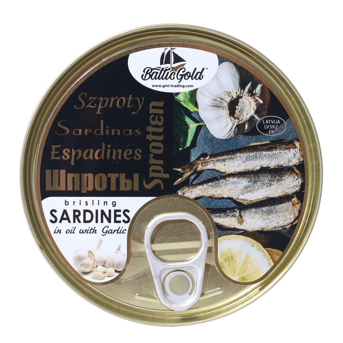 Baltic Gold Smoked Riga Sardines in Oil w/ Lemon, 5.65oz