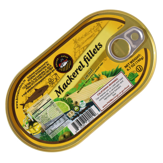 Brivais Vilnis Mackerel Fillets in Oil, 6.7oz