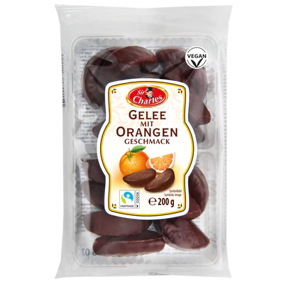 Chocolate Coated Orange Flavoured Jellies, 200g