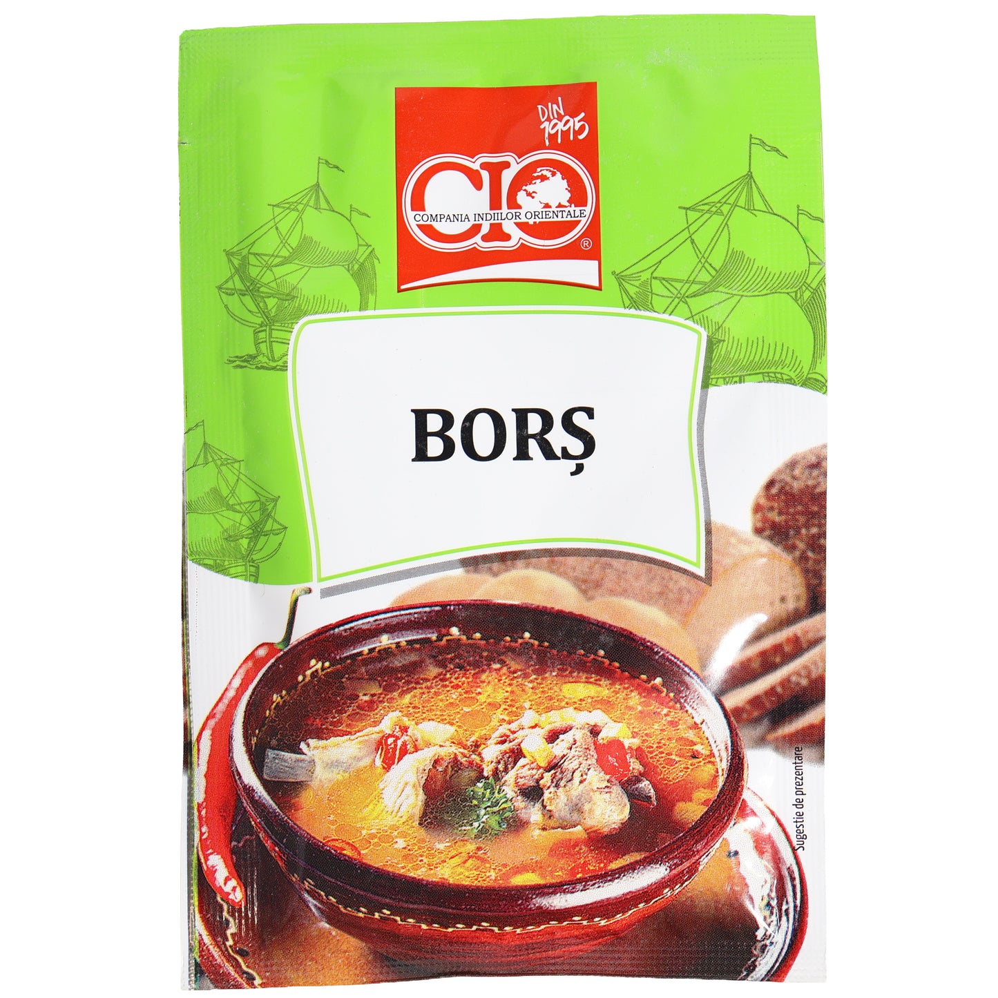 CIO Borș Seasoning Mix, 0.7 oz (20 g) — a traditional Romanian seasoning blend designed to help prepare authentic borș, a hearty sour soup popular throughout Eastern Europe. Made with a flavorful combination of herbs, spices, and seasonings that enhance meat, vegetable, and broth-based soups. Ideal for traditional borș recipes, rustic soups, stews, and home-style cooking. Convenient packet with CIO branding for easy preparation of classic Eastern European dishes.
