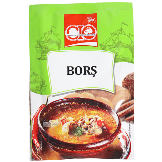 CIO Borș Seasoning Mix, 0.7 oz (20 g) — a traditional Romanian seasoning blend designed to help prepare authentic borș, a hearty sour soup popular throughout Eastern Europe. Made with a flavorful combination of herbs, spices, and seasonings that enhance meat, vegetable, and broth-based soups. Ideal for traditional borș recipes, rustic soups, stews, and home-style cooking. Convenient packet with CIO branding for easy preparation of classic Eastern European dishes.
