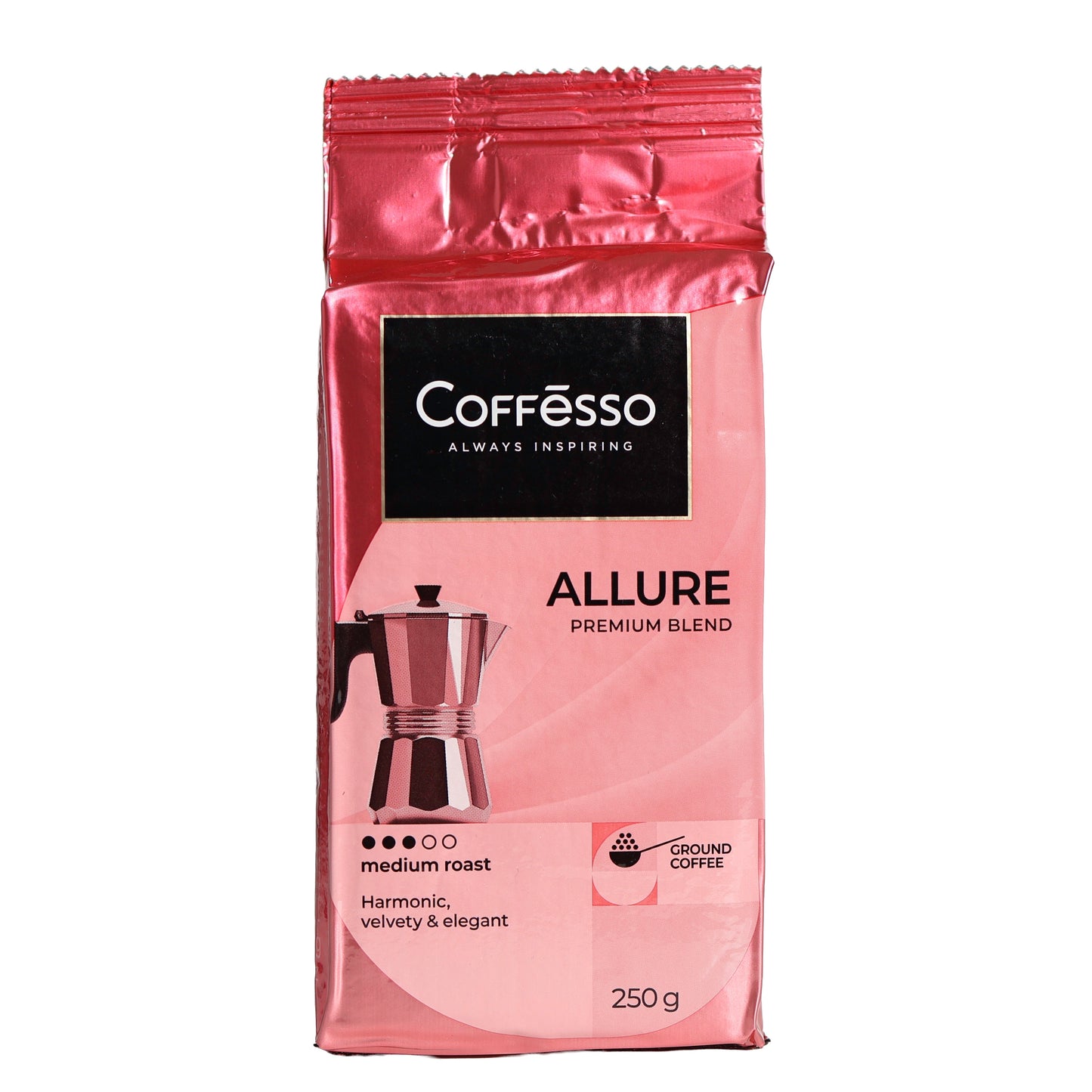 Coffesso Allure Premium Blend Medium Roast Ground Coffee, 8.81 oz