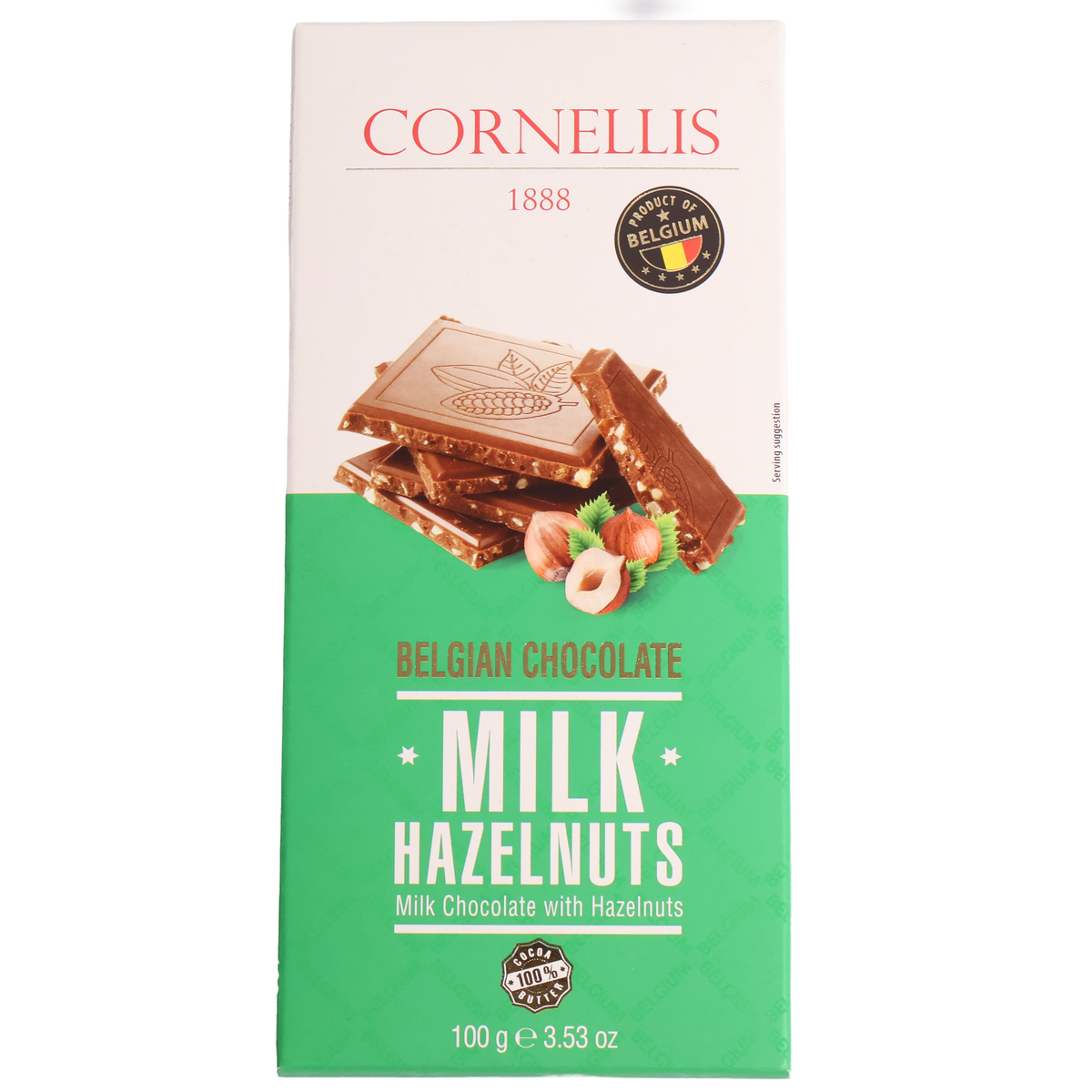 Cornelis Milk Chocolate with Hazelnuts, 3.53oz