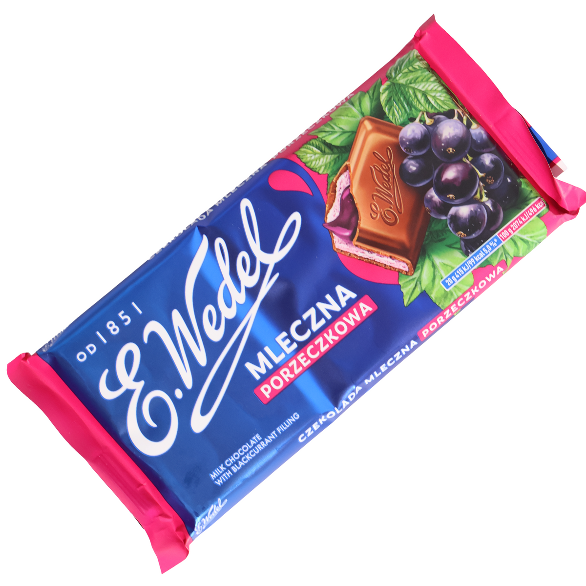 E. Wedel Mleczna Porzeczkowa Milk Chocolate with Blackcurrant Filling, 3.53oz