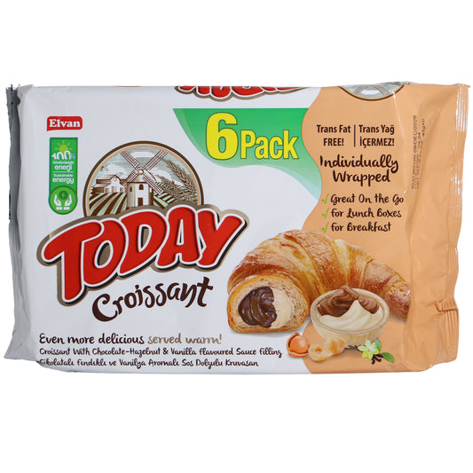 Elvan Today Croissant Chocolate Hazelnut and Vanilla Sauce Filling 6 Pack, 9.5oz