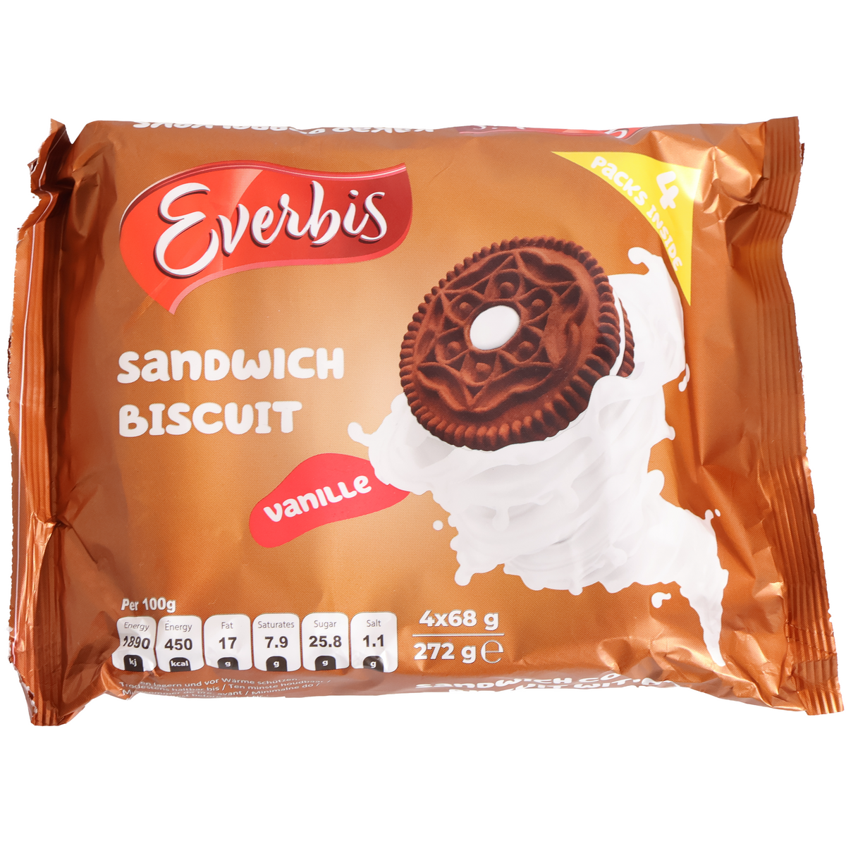 Everbis Cocoa Sandwich Biscuits with Vanilla Cream, 9.59oz