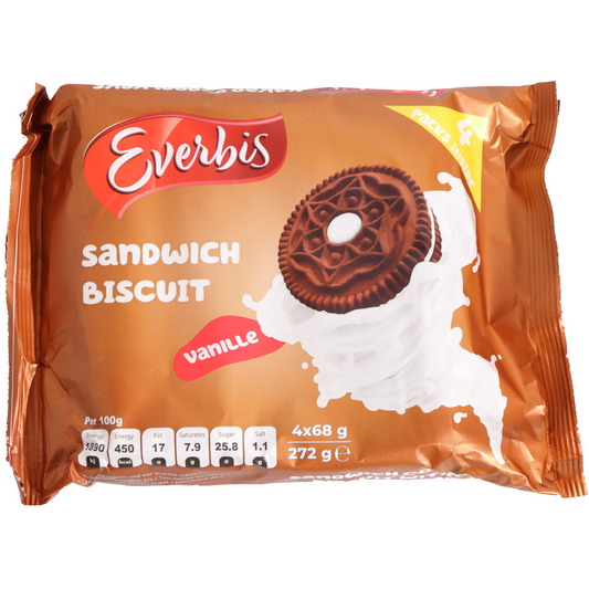 Everbis Cocoa Sandwich Biscuits with Vanilla Cream, 9.59oz