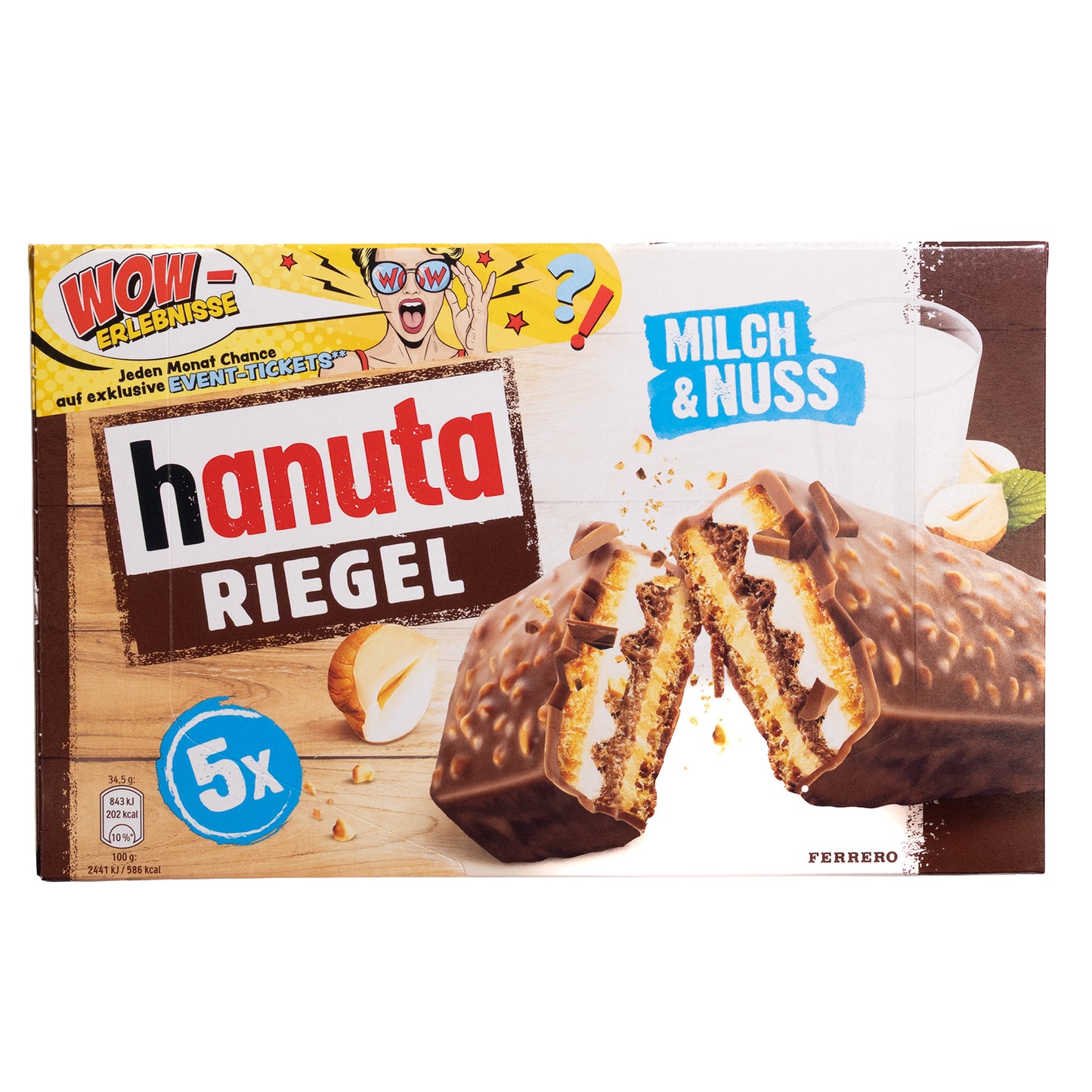Ferrero Hanuta Riegel Milk & Nuss Wafer Bars, 6.08oz