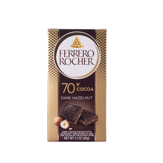 Ferrero Rocher 70% Cocoa Dark Hazelnut Chocolate Bar, 3.1oz