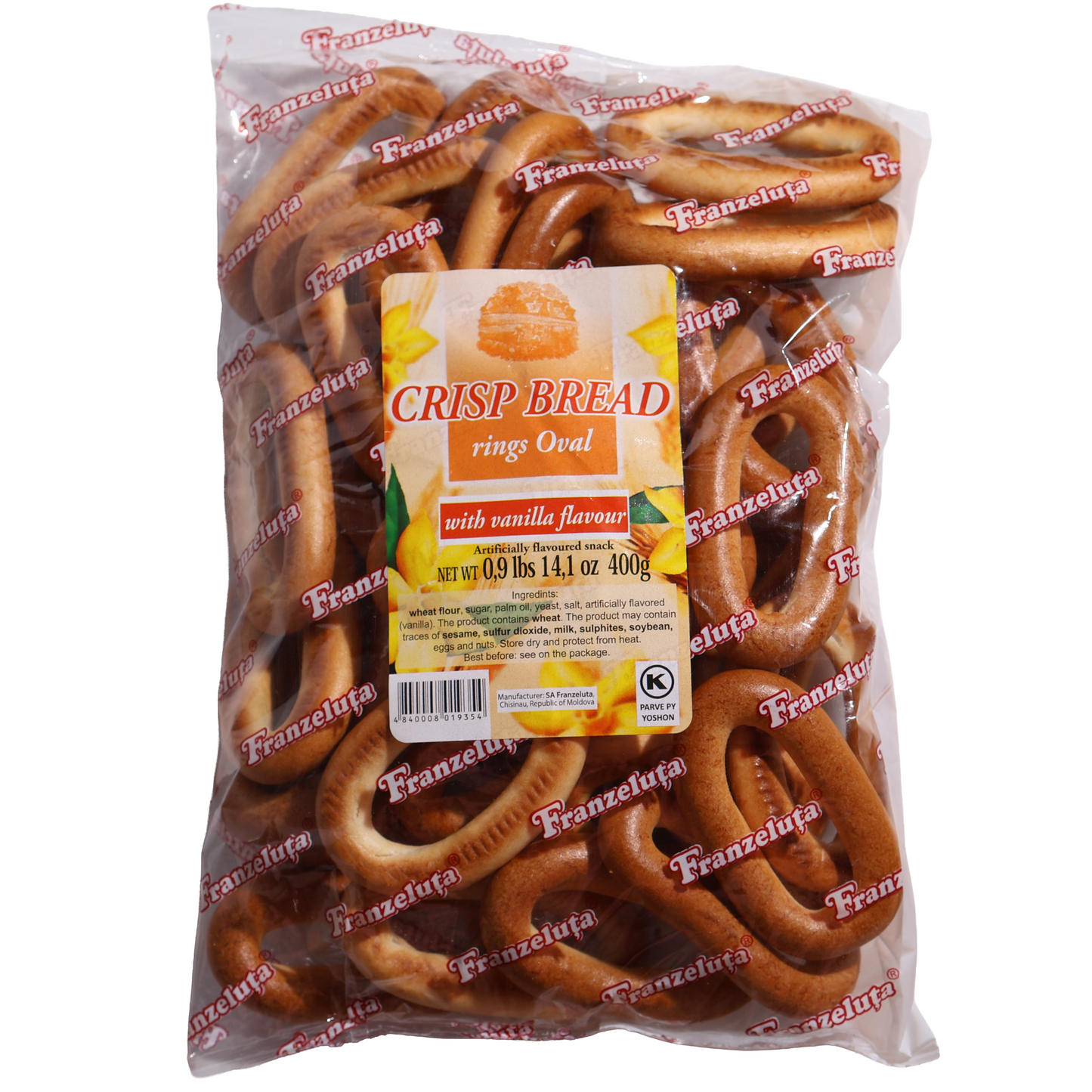 Franzeluta Crisp Bread Rings Oval with Vanilla Flavor, 14.1oz