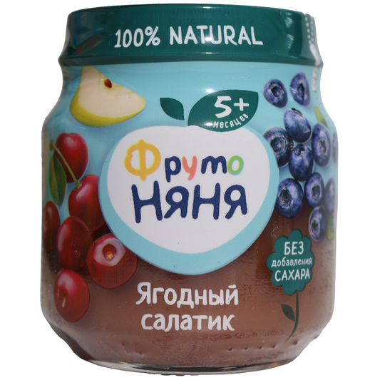 FrutoNanny Berry Salad Apple Blueberry Cherry Puree, 3.57oz