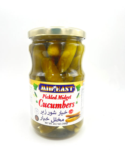 jar of Mideast Pickled Midget Cucumbers, 700g