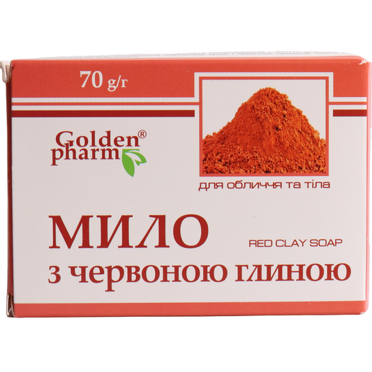 Golden Pharm Red Clay Face & Body Soap Bar, 2.47oz