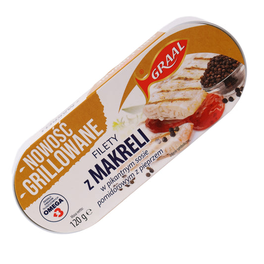 Graal Grilled Mackerel Fillets in Spicy Tomato Sauce w/ Pepper, 4.23oz
